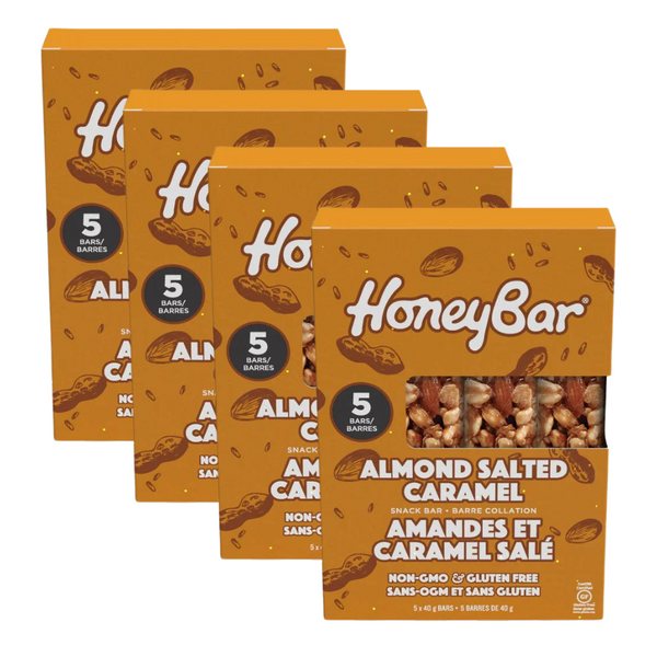HoneyBar Almond Salted Caramel Snack Bars - 4 boxes of 5 count